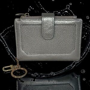 Silver matalic RFID mini card holder/wallet.
